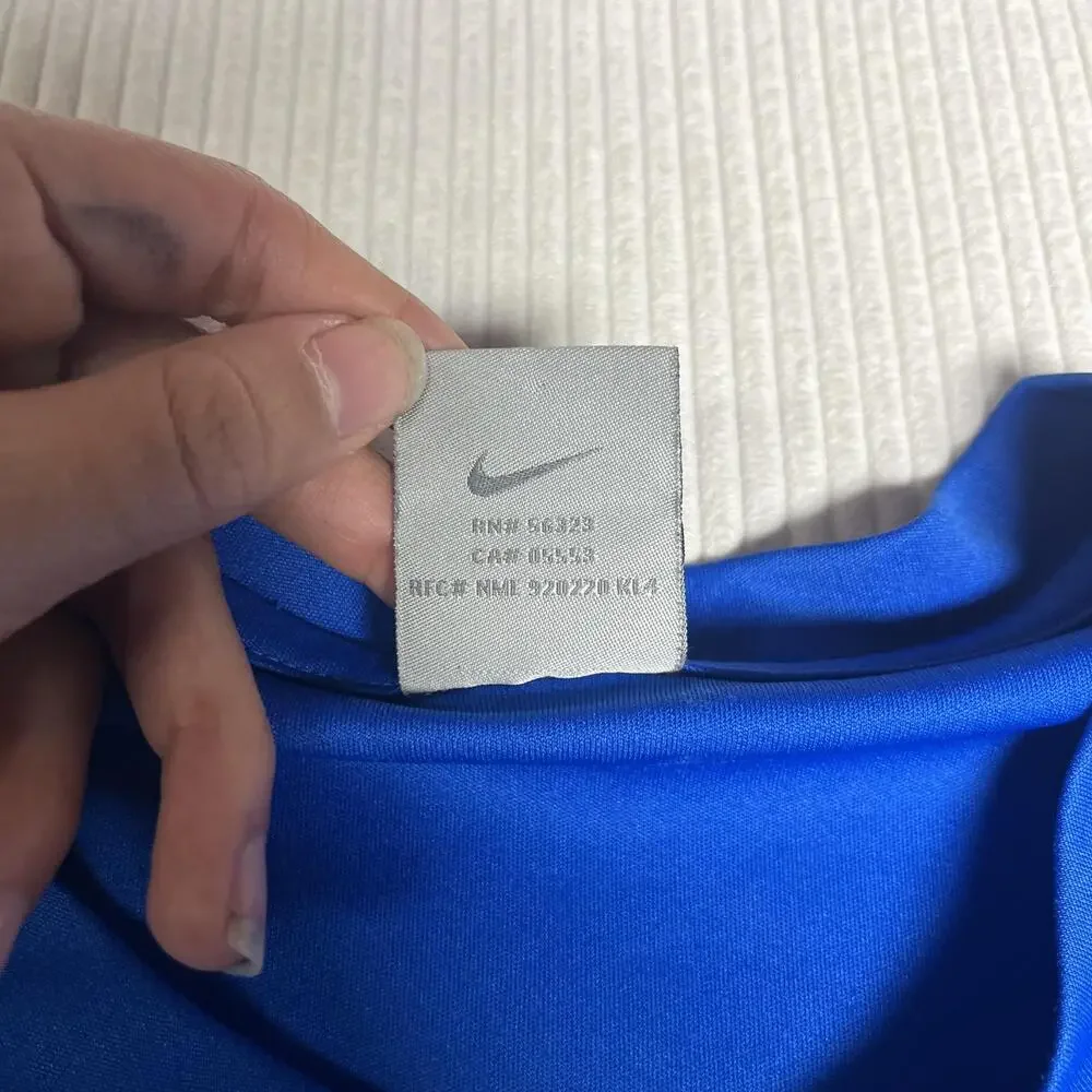 Nike Shirt Mens L Blue White Colorblock Jersey Athletic Training Top Gym